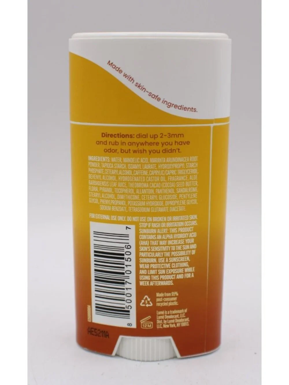 Lume Whole Body Deodorant Invisible Cream Toasted Coconut 2.2oz Aluminum-Free